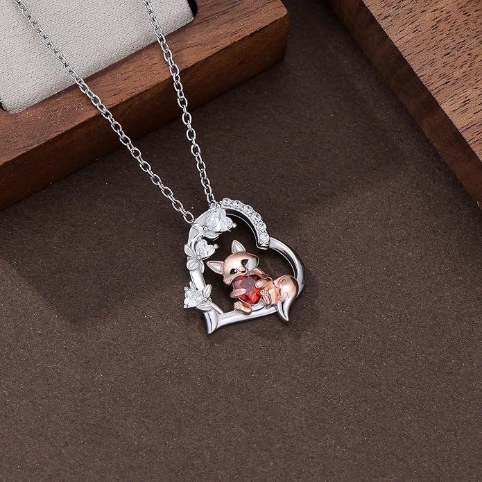 PELOVNY Teddy Bear Necklace for Women 925 Sterling Silver Bear/Highland Cow/Fox/Cat/Axolotl Birthstone Necklace Christmas Birthday Jewelry Gifts for Mom Daughter Wife Sister