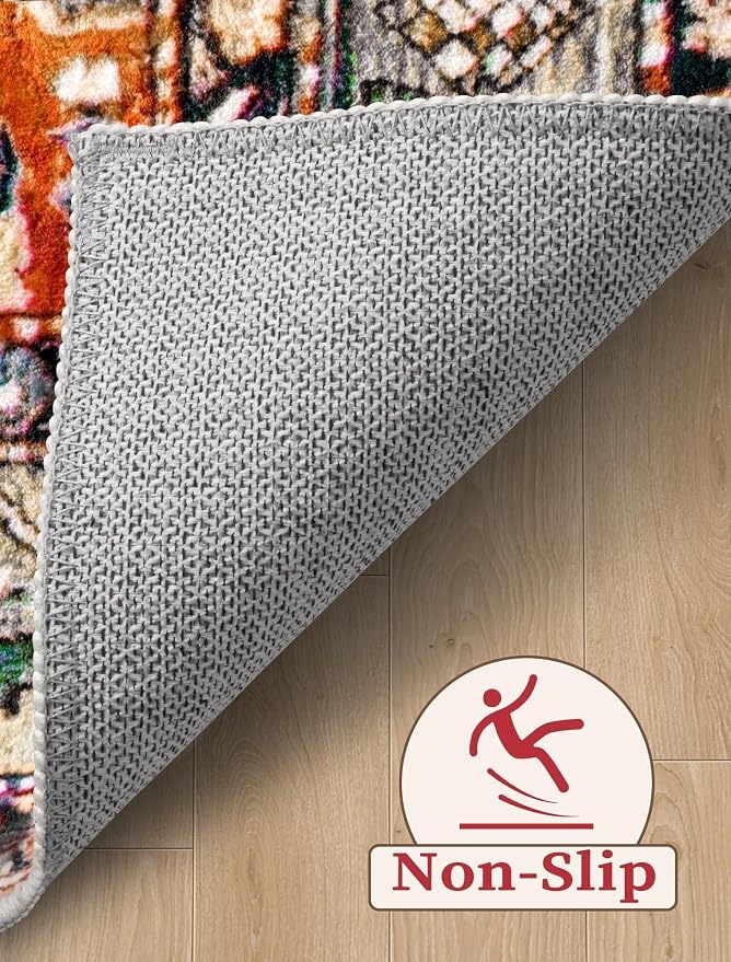 SERISSA Boho Washable Runner Rug, 2x6 Rug Non-Slip Tribal Hallway Kitchen Runner Rug Ultra Soft Print Distressed Vintage Floor Carpet for Bedroom Bathroom Laundry Living Room