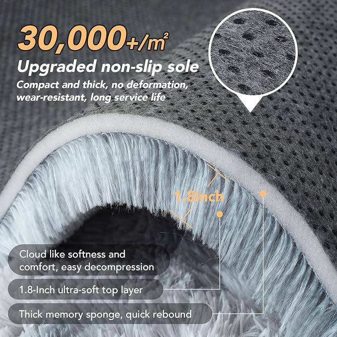 Tie-Dyed Light Grey 10x12 Living Room Rug - Shag Modern Luxury Carpet | Subtle Tie-Dyed Pattern - Soft Neutral Tones - Plush Shaggy Texture - Brightens and Softens Any Space
