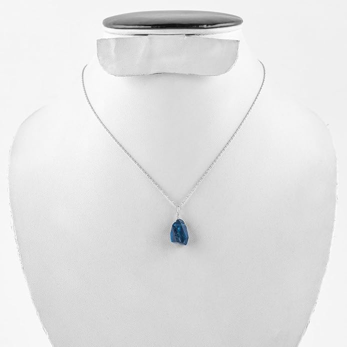 Raw Multi Gemstone Pendant Necklace for Women, Healing Crystal Chakra Stone Birthstone, 925 Sterling Silver Birthday Christmas Gifts for Her