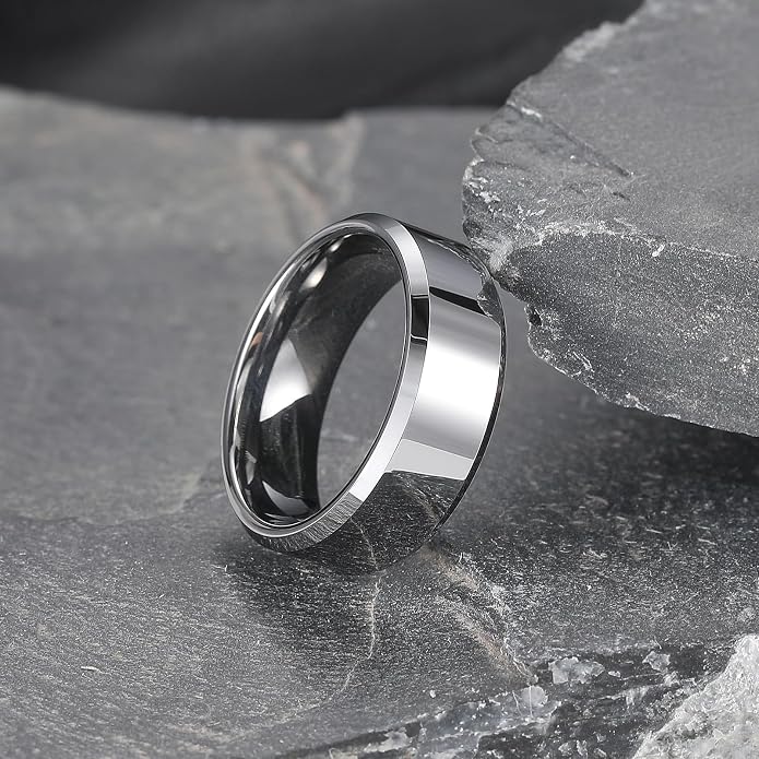 King Will BASIC Men Women 4mm/5mm/6mm/7mm/8mm Titanium Rings Polished Wedding Band Engagement Anniversary Band Comfort Fit