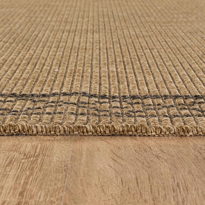 Luul Home Easy Jute Rugs 6x9 Frame Natural Color Living Room Indoor Outdoor Area Rug for Patio and Kitchen Rug High Traffic Washable Easy to Clean Solid Boho Woven Design Carpet (6 x 9)