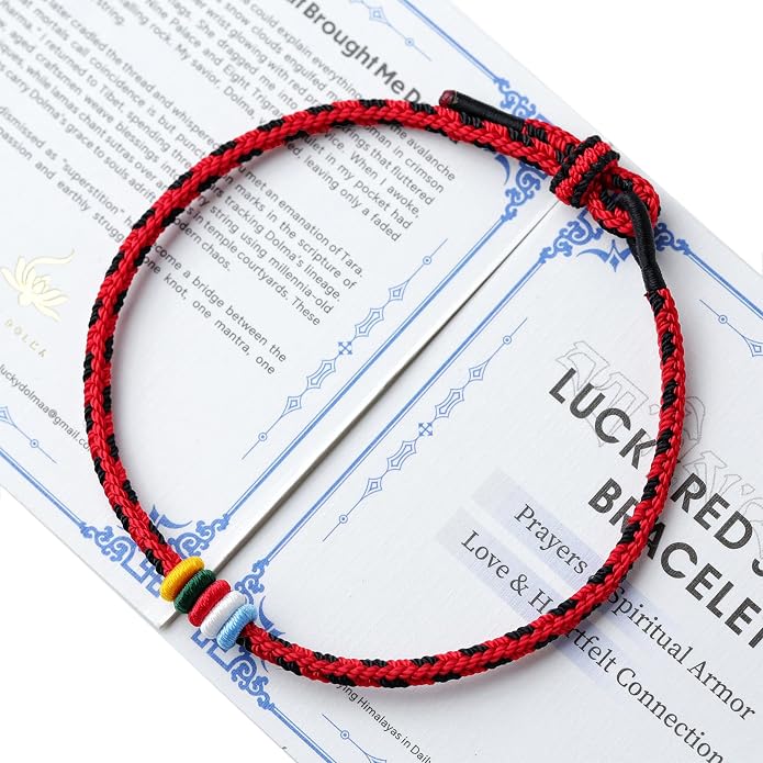 Tibetan Monk Blessed Handmade Lucky Red String Bracelet for Women Men- 5-Color Sutra Flag, MeaningfuL Gift for Luck,Health,Wealth,Peace,Anti-anxiety in Anniversary, Birthday, Graduation...