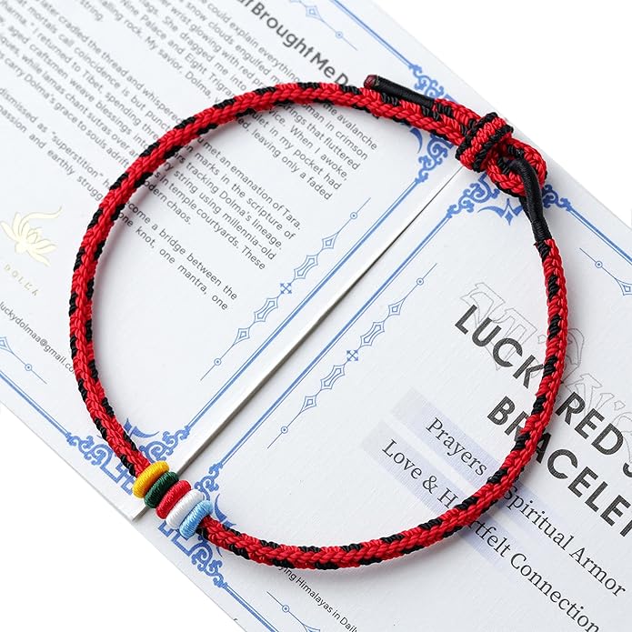 Tibetan Monk Blessed Handmade Lucky Red String Bracelet for Women Men- 5-Color Sutra Flag, MeaningfuL Gift for Luck,Health,Wealth,Peace,Anti-anxiety in Anniversary, Birthday, Graduation...
