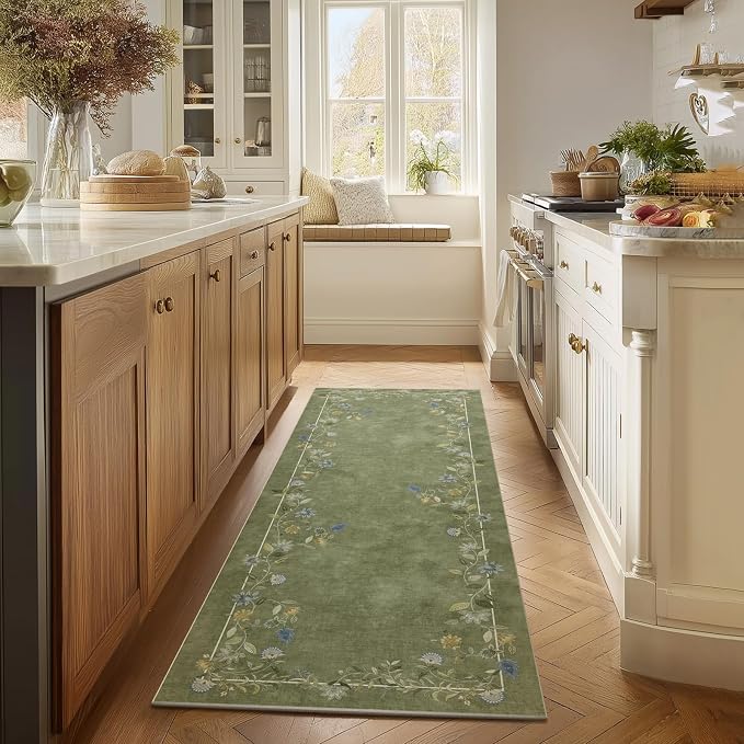 2x6 Washable Rug Runners for Hallways: Runner Rug Non Slip Backing Stain Resistant Low Pile Soft Indoor Floor Carpet Runners for Kitchen Entryway Hallways Bedroom Laundry Room Farmhouse Indoor