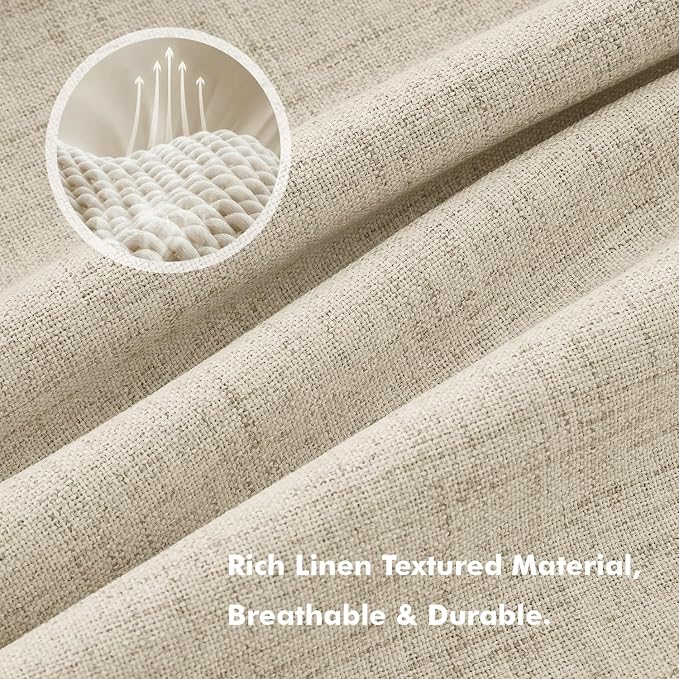 MIULEE 100% Blackout Linen Curtains 42 x 90 Inch Cobblestone 2 Panels | Thermal Insulated, Room Darkening Drapes for Bedroom Living Room, Back Tab Rod Pocket Pinch Pleated, Solid Luxury Decor