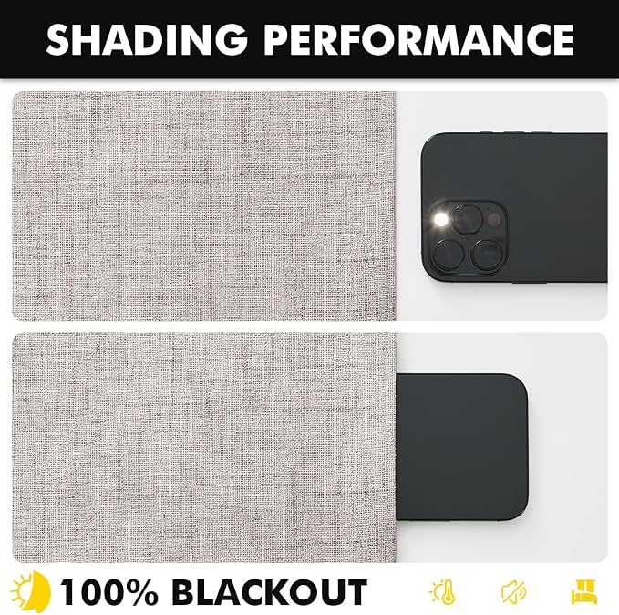 MIULEE 100% Blackout Linen Curtains for Bedroom 42 x 120 Inch Ivory 2 Panel | Thermal Insulated, Room Darkening Drapes for Living Room, Back Tab Rod Pocket Pinch Pleated, Solid Luxury Decor