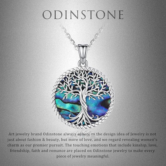Odinstone Tree of Life Necklace, Sterling Silver Pendant for Women Family Tree Necklaces Jewelry for Mom/Wife/Grandma(With Fine Gift Box)