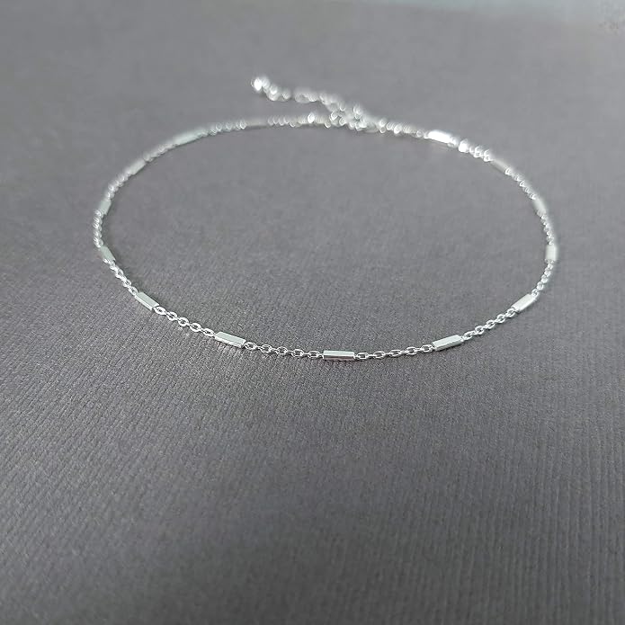 Annika Bella Chain Ankle Bracelet, Anklets for Women Waterproof, 9-10 Inches Silver Chain, Foot Jewelry, Summer Accessories, Gift for Her