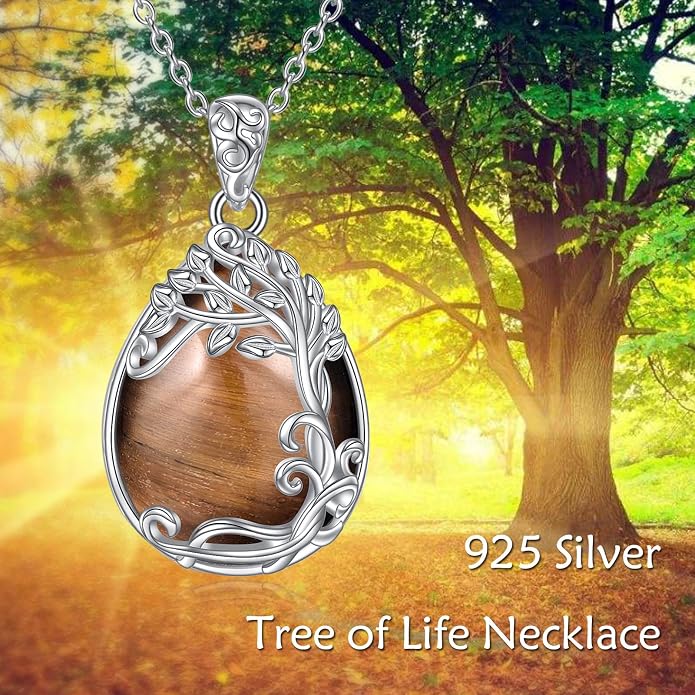YAFEINI 925 Sterling Silver Moonstone Necklace Filigree Teardrop Pendant Necklace Jewelry for Women Girls