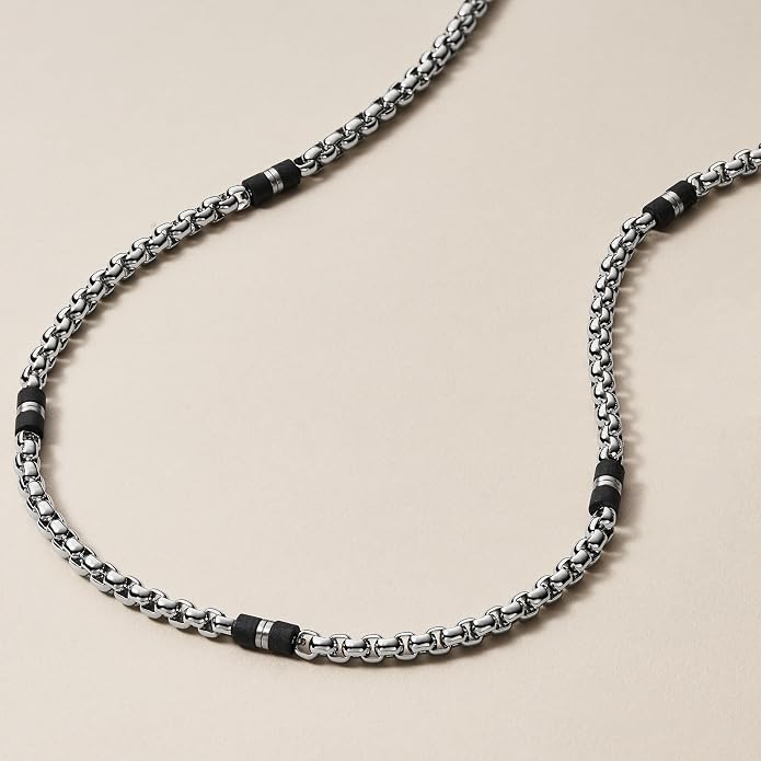 Fossil Men's Stainless Steel or Leather Necklace for Men