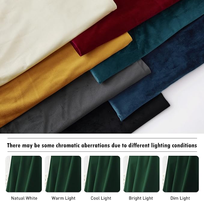 RYB HOME Living Room Curtains, Vintage Velvet Drapes Soft Durable Texture Room Darkening Window Treatment Decorative Backdrop Thermal Curtains for Bedrooom, Hunter Green, W52 x L120 inch, 2 Panel