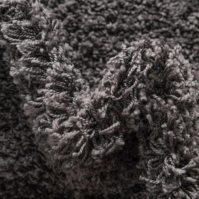 Unique Loom Solid Shag Collection Area Rug (4' Octagon, Graphite Gray)