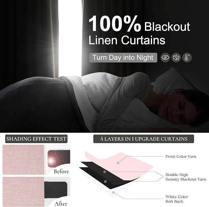 Cute Baby Pink Extra Wide Curtains 70 Inches Wide for Grils Bedroom 2 Panels Set,Heavy Duty Pleated 84 Inch Long Linen Blackout Sliding Door Large Window Thermal Privacy Drapes(70"Wx84"Lx2 BabyPink)