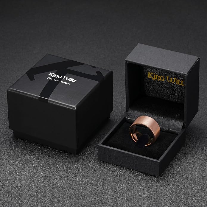 King Will Basic Gold/Rose Gold/Brown Plated Tungsten Wedding Band for Men/Women, 2mm/4mm/6mm/8mm/10mm/12mm Width Band Rings, Pipe Cut Matte Brushed Finish Cigar Band Ring Comfort Fit