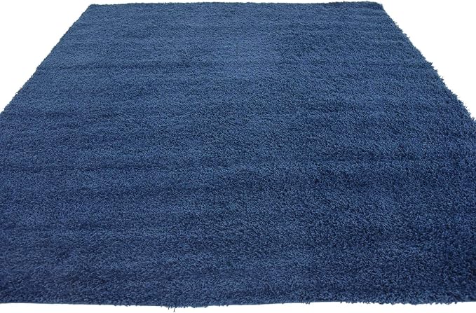 Unique Loom Solid Shag Collection Area Rug (8' 2" Square, Sapphire Blue/ Navy Blue)