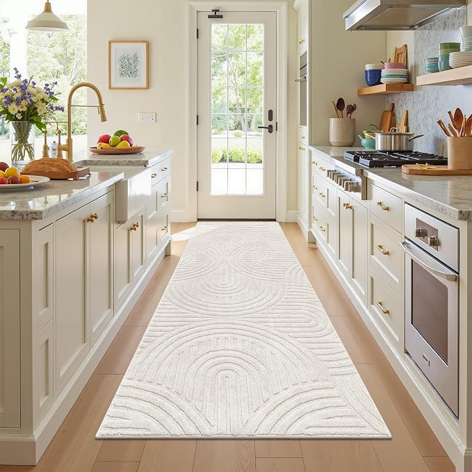 Pauwer Area Rugs for Living Room 3x8, Non Slip Washable Modern Rug, Beige | Soft Fluffy, Boho Neutral, Indoor Floor Carpet, For Bedroom Entryway Dining Room Nursery Farmhouse