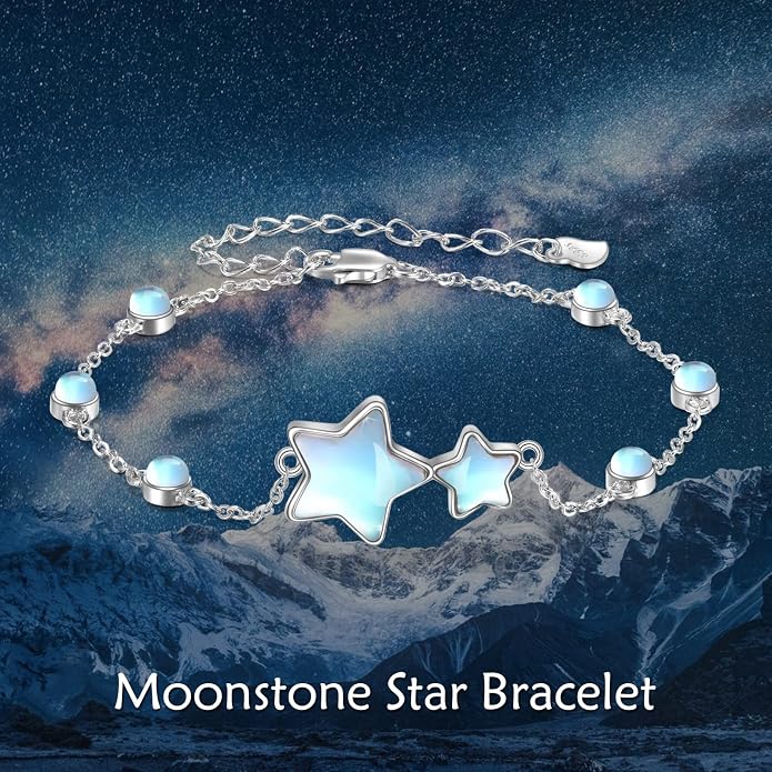 CRMAD Moonstone Moon/Star/Daisy/Turquoise/Rose Flower/Cat/Star/Hecate/Airplane/Pearl/Chakra/Rose Pearl/Butterfly/Wave/Starfish Anklet for Women Sterling Silver Anklet Irish Jewelry