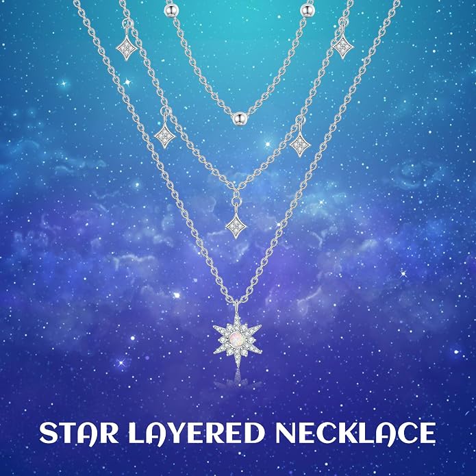 MONGAS Boho Layered Necklace Sterling Silver Triple 3 Stacked Vertical Bar Triangle Long Layering Necklaces Christmas Jewelry Gifts for Women