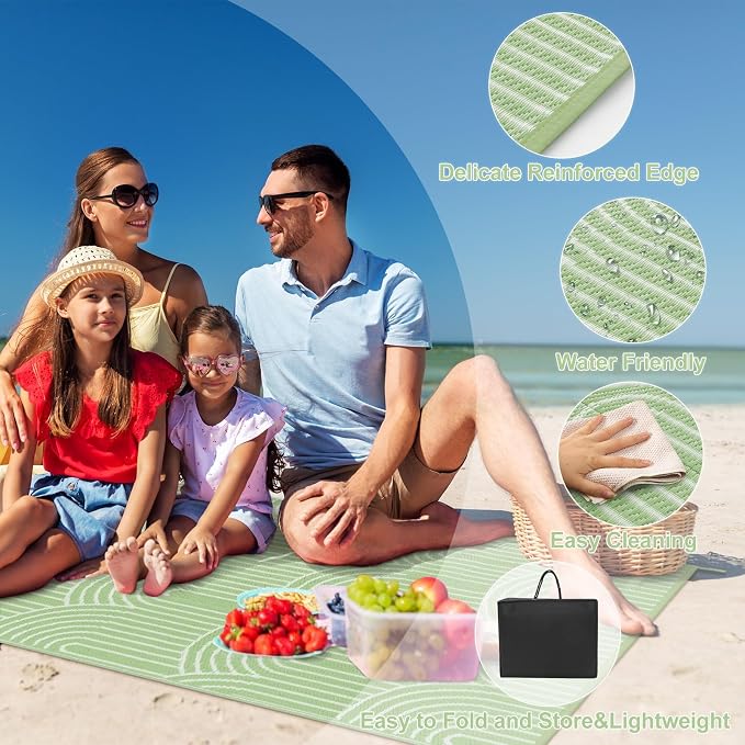 Lahome Outdoor Patio Rug Waterproof 9x12,Camping Rug for Outside Your Rv,Large Portable Lightweight Plastic Straw Carpets for Beach Backyard Garden(Orange,9'x12')