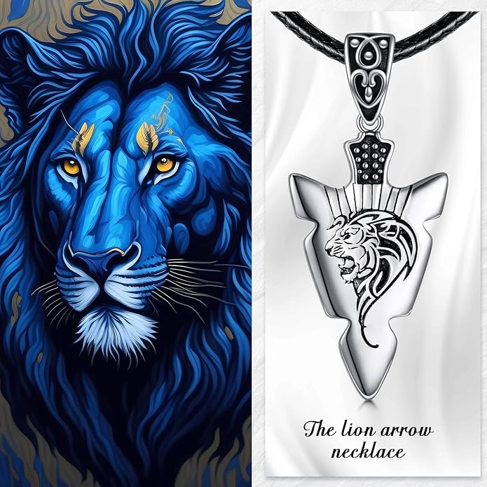 VONALA Gothic Necklace 925 Sterling Silver Punk Dagger/Thor Hammer/Arrowhead Wolf/Lion/Tree of Life Urn Pendant Necklace Viking Amulet Pagan Jewelry Gifts for Women Men Unsex