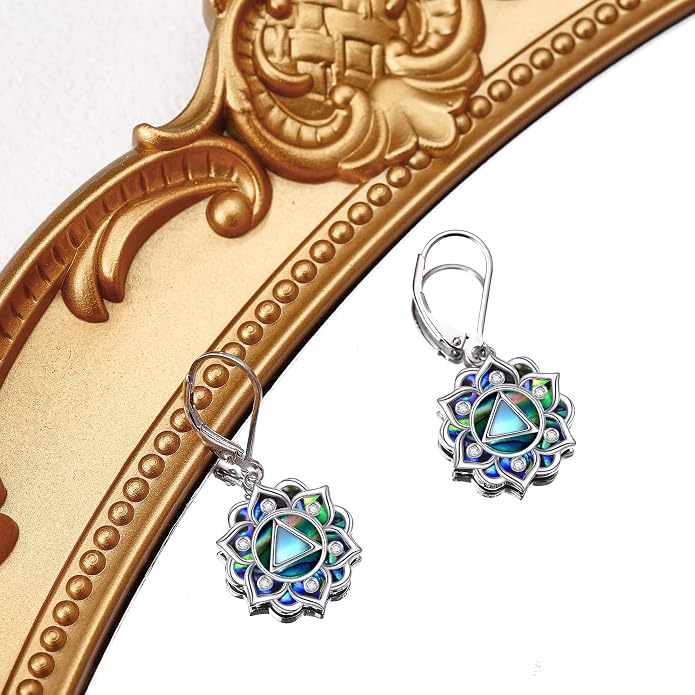 Lotus Earrings Sterling Silver Lotus Flower Dangle Drop Earrings Yoga Jewelry Gifts for Women