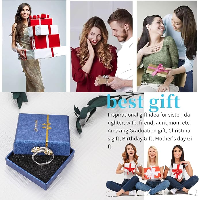 Dorriss Cable Rings Vintage Twisted Open Ring for Women Adjustable Designer Fashion Brand Stainless Steel Jewelry with Gift Box