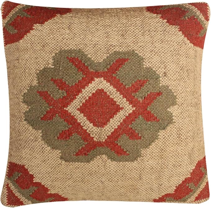 Set of 4 Wool Jute Vintage Kilim Cushion Covers,Home Decor Pillowcases Handwoven Turkish Pillow Decorative Throw Pillow Covers (Multicolor-11)