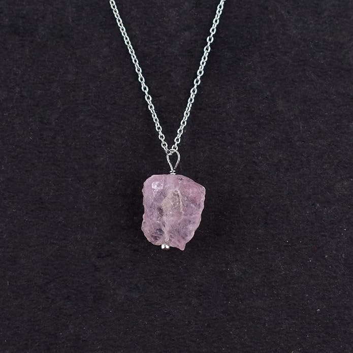 Raw Gemstone Dainty Pendant Necklace for Women, Trendy Healing Chakra Crystal, Birthstone Handmade 925 Sterling Silver Adjustable 18 inch Chain Jewelry, Birthday Gifts