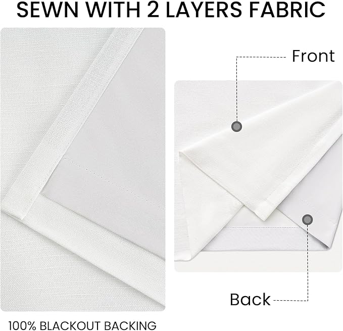 Topfinel Extra Wide 72 Inch Wide 100% Blackout Linen Blackout Curtains for Living Room 96 Inch Back Tab Black Out Drapes Memory Shaped Window Curtains for Bedroom 72" W*96" L 1 Panels
