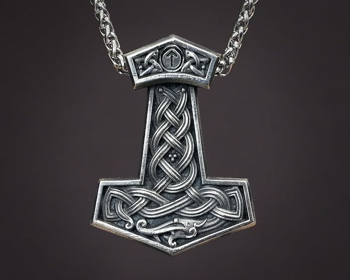 Baldur Jewelry - Thors Hammer Necklace Pendant Mjölnir - Viking Norse Thor Hammer Pendant Viking Jewelry - Thor Necklace - Thor Gifts for Men - Viking Necklace for Men