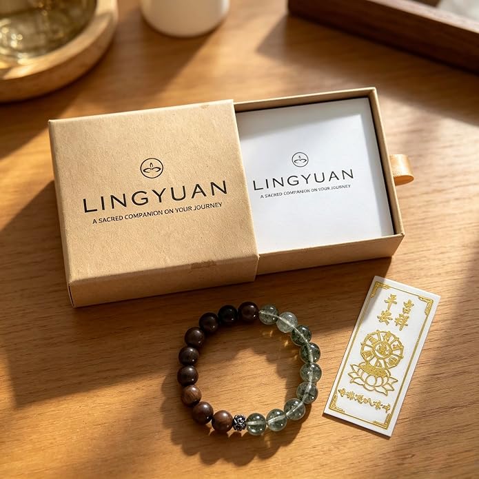 LINGYUAN Feng Shui Wealth and Luck Bracelet with Gold Foil Five Gods Amulet-Red Agate Cinnabar Gemstone Bracelet for Prosperity, Protection & Success, Lucky Charm Gift for Men & Women