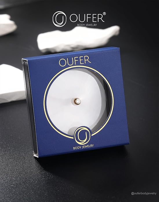 OUFER 14K Solid Gold Clea CZ Replacement Ball Externally Threaded for Belly Button Rings
