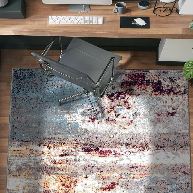 Rugshop Watercolor Distressed Modern Bohemian Area Rug Multi 5' x 7'