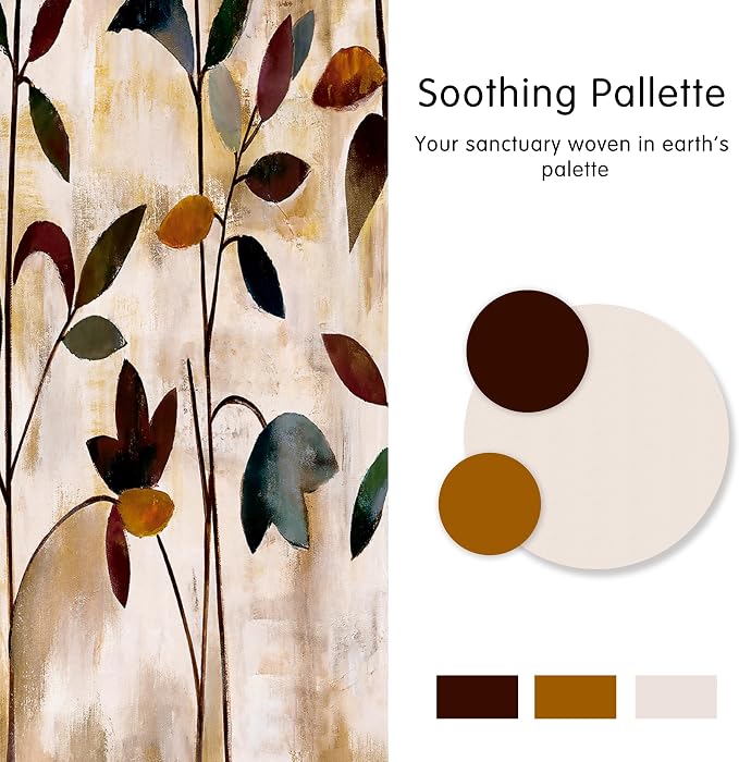 SUBRTEX Blackout Curtains 52Wx108L, Room Darkening Floral Curtains, Thermal Insulated 2 Panels Window Drapes, Boho Farmhouse Curtains for Living Room Bedroom Window Treatments, Brown
