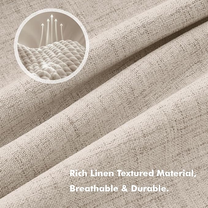 MIULEE 100% Blackout Linen Curtains for Bedroom 42 x 90 Inch Taupe 2 Panels | Thermal Insulated, Room Darkening Drapes for Living Room, Back Tab Rod Pocket Pinch Pleated, Solid Luxury Decor