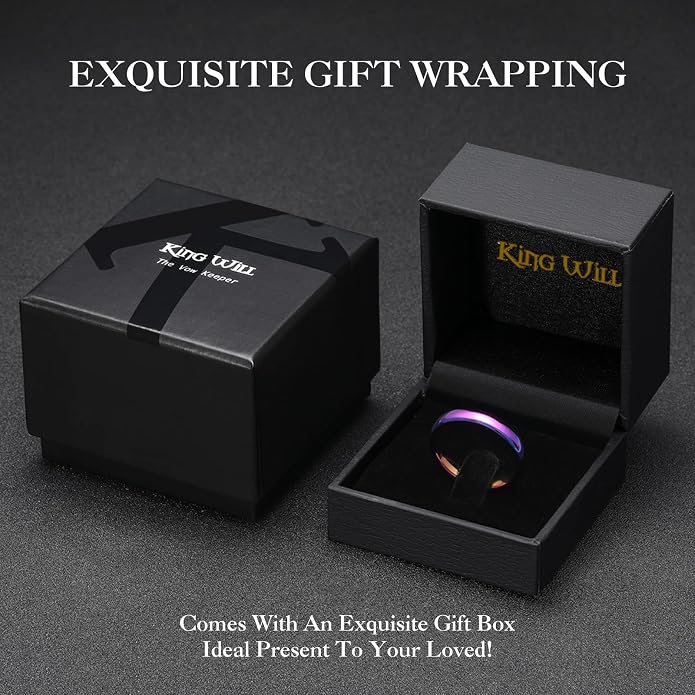 King Will Men's Women's Tungsten Carbide Ring 24k Gold Plated Rose Gold Plated Domed Polished Finish Wedding Band
