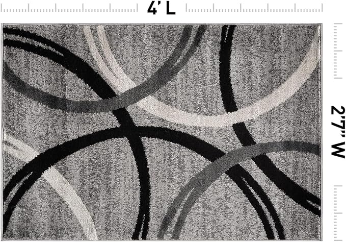 Rugshop Wavy Circles Accent Fade-Resistant Area Rug Gray 2'7" x 4'