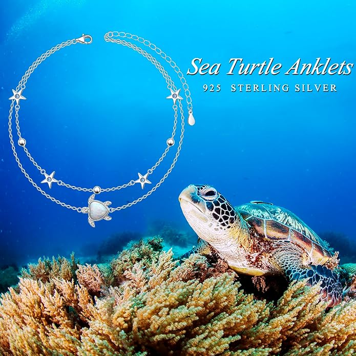 Anklets for Women 925 Sterling Silver Blue Evil Eye Infinity Butterfly Adjustable Multilayer Layered Summer Beach Ankle Bracelet Foot Chain Jewelry for Women