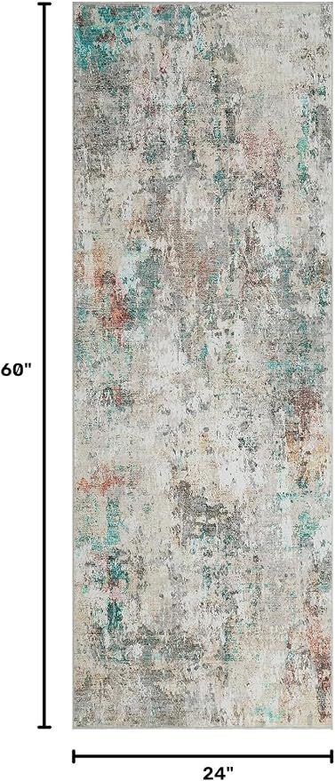ROYHOME Modern Abstract Runner Rug 2x5 Washable Non Slip Stain Resistant Rug for Bedroom Living Room Non Shedding Low Pile Indoor Floor Cover,Colorful