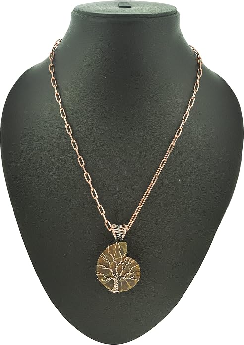 Tree Of Life Natural Gemstone Pendant Copper Wire Wrapped Jewelry Necklace