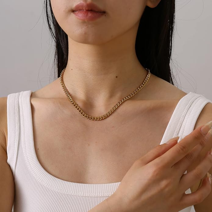 Gold Chain Necklace for Women Dainty Simple Satellite Beaded Twisted Chain Choker Necklace Everyday Jewelry Christmas Gifts