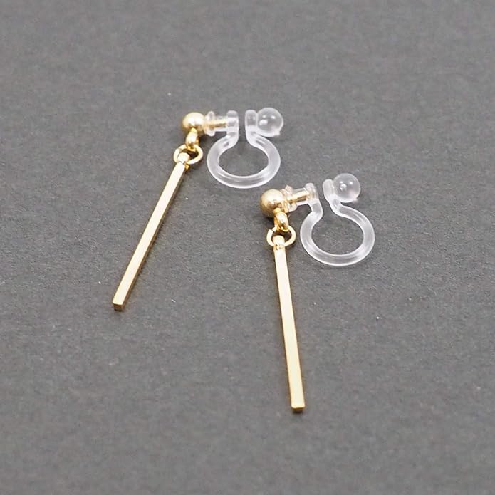 Comfortable Stick Invisible Clip On Earrings Gold Dangle Long Waved Threader Bar Clip-On Non Pierced Earrings Silver For Women,…