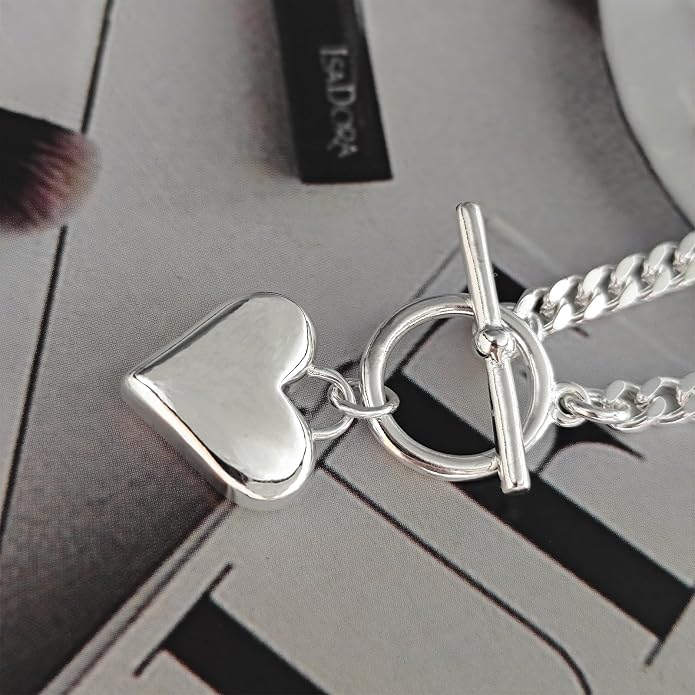 Airmb Cute Heart Necklace for Women Gold/Silver Plated Heart Pendant Choker Necklaces Tendy Love Heart Chain Necklace Dainty Gold/Silver Necklace Jewelry Gifts for Women