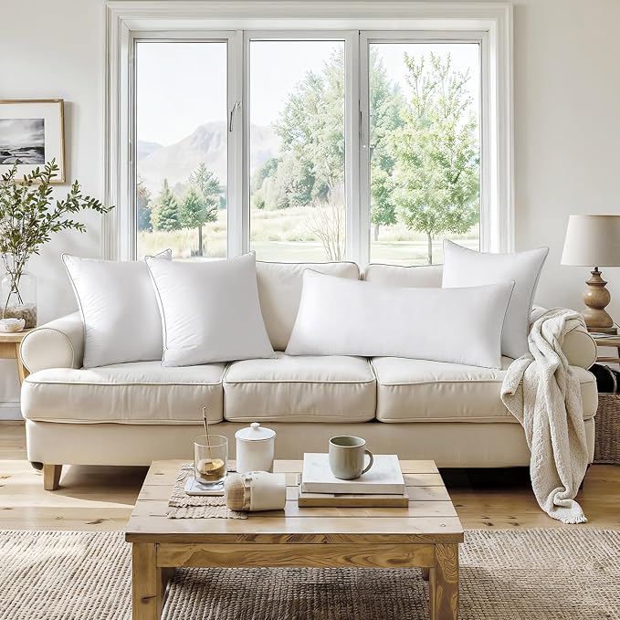 MIULEE 28x28 Euro Pillow Inserts (Set of 2) -Decorative Throw Pillow with 100% Cotton Cover Square for Sofa Couch