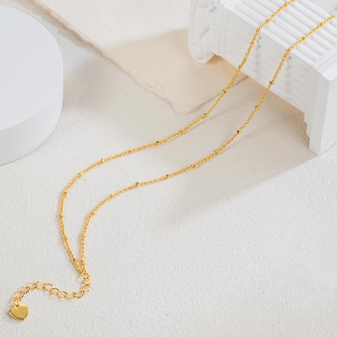 14K Gold Anklets for Women 14K Gold Ankle Bracelets for Women Gold Anklet Bracelets for Womens Layered Design for Natural Depth Layered Anklets for Womens 9.4in+1.6in