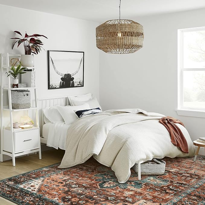 Moynesa 9x12 Ultra-Thin Vintage Medallion Area Rug for Living Room, Bedroom, Dining Room, Office, Entryway, Dorm