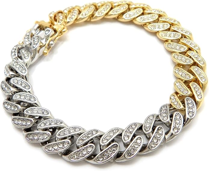Fashion 21 Women's Stone Filled 10mm, 12mm Various Length Box Lock Cuban Chain Anklet