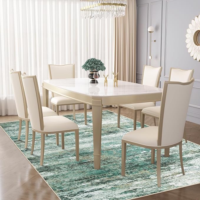 XLUEZ 6x9 Area Rugs for Living Room, Washable Modern Abstract Large Area Rug Neutral Soft Non Slip Kids Rug Stain Resistant Indoor Carpet for Bedroom Nursery Dining Room Playroom(Green, 6'x9')