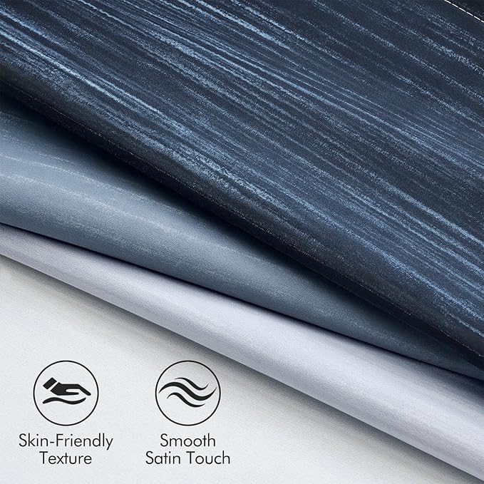 MIULEE Navy Blue and Greyish White Ombre Blackout Curtains, Full Room Darkening Thermal Insulated 63 Inches Long Drapes for Bedroom/Living Room Grommet Window Treatments Modern 52Wx63L, Set of 2